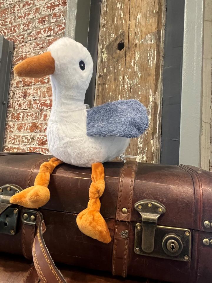 Een knuffeldier in de vorm van een meeuw